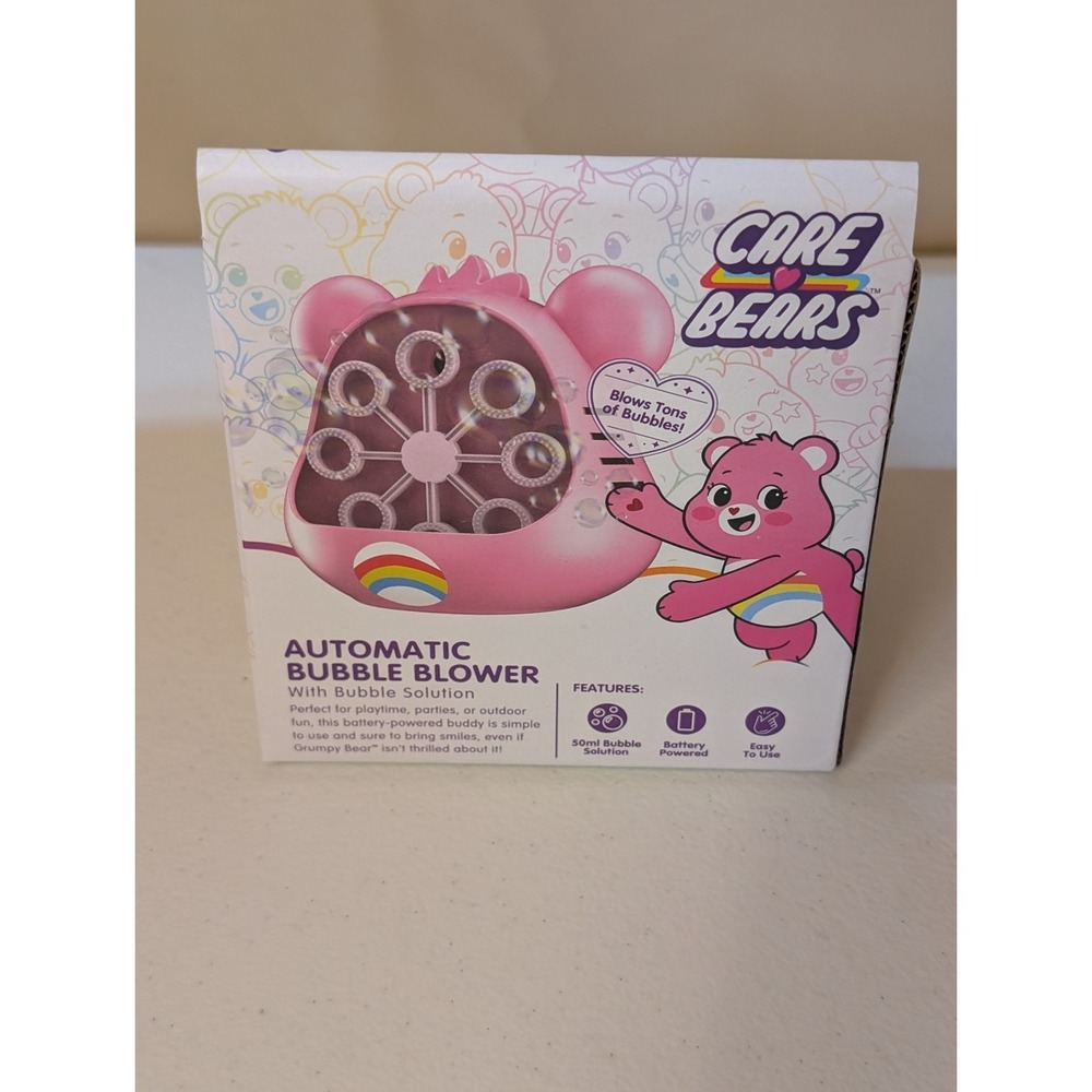 Care Bears Automatic Bubble Blower Pink Bear Battery Operated Toy w/ Solution - Picture 2 of 3